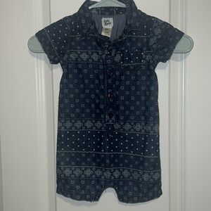 Baby B’gosh 12 month 100% cotton bodysuit onesie outfit denim style navy